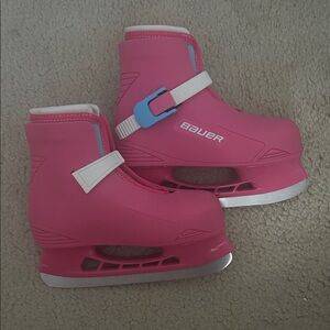 Bauer Kids Pink Ice Skates with White Straps